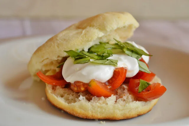 Tomato, Basil, and Goat Cheese Shortcakes