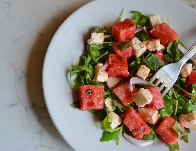 Watermelon and Feta Salad with Honey Balsamic Vinaigrette