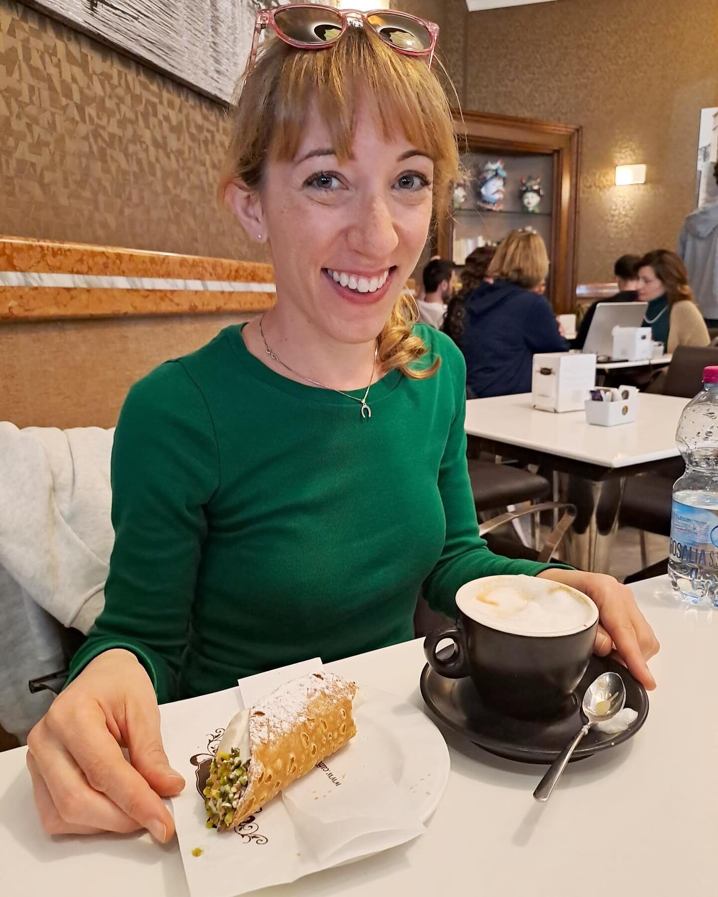 Portrait of a woman ecstatic to be having a Sicilian cannolo for breakfast (Catania, 2024) 🤣 ☀️ 
📸 @alexandra_in_rome