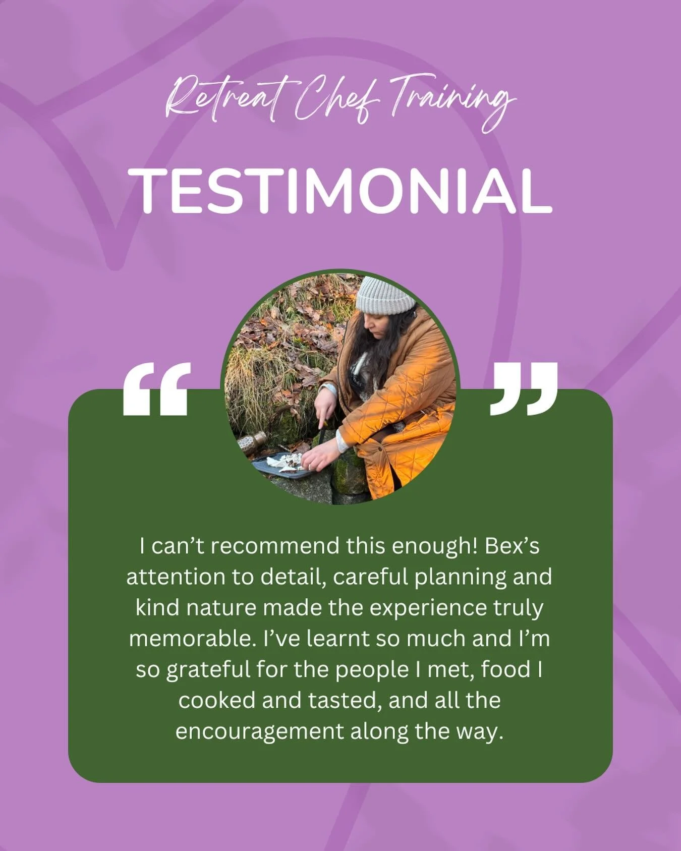 Serina and I met on a retreat I was catering for in Scotland back in 2021. The food had a huge impact on her and inspired her own plant-based food journey - I&rsquo;m so pleased she took the leap to join our last Retreat Chef Training cohort! 
.
Seri