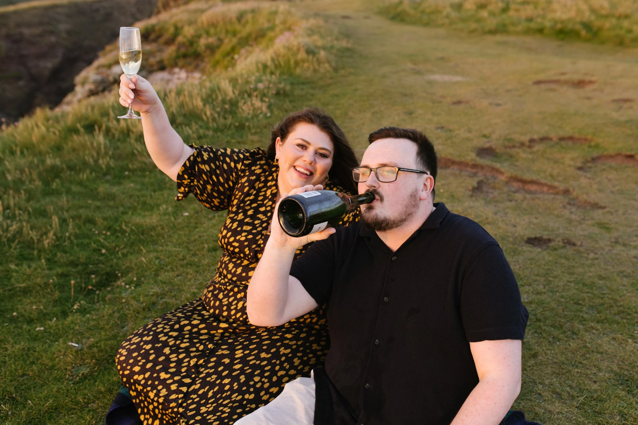 Romantic sunset proposal session in Cornwall
