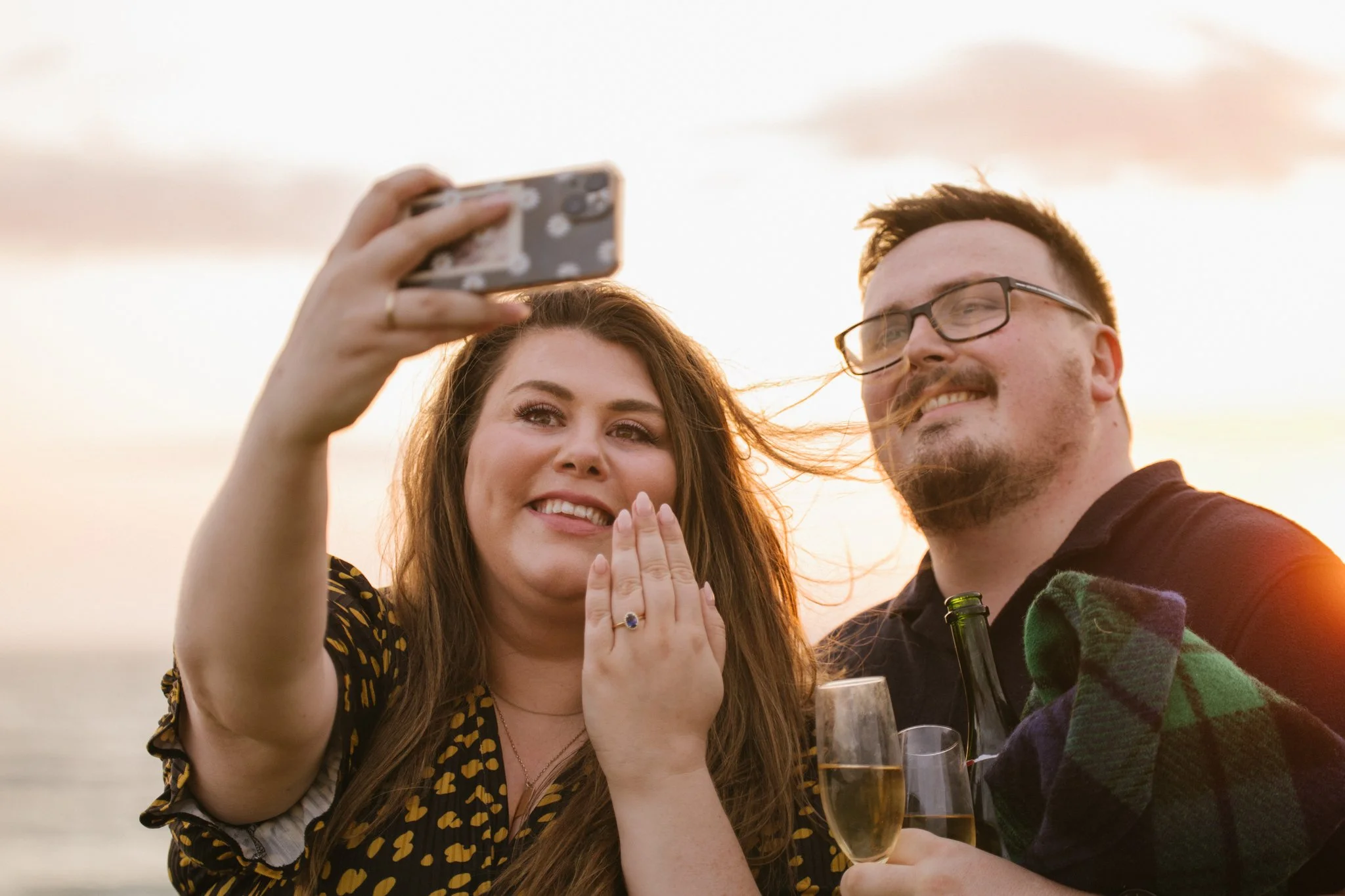 Romantic proposal photoshoot Cornwall