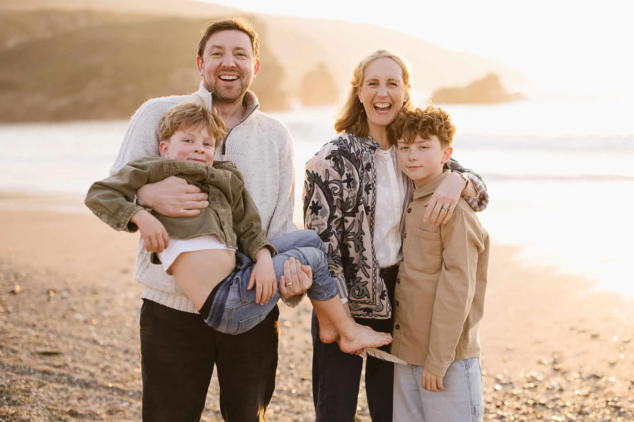 Family Photo Session at Holywell Beach in Cornwall