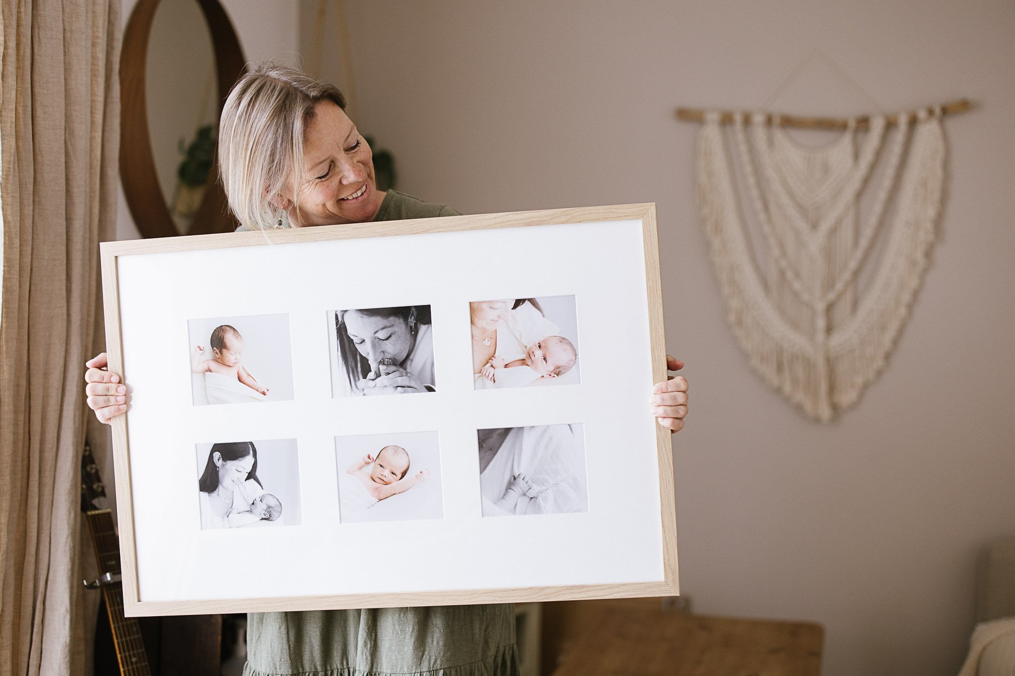 Framed prints from a newborn photography session in Cornwall
