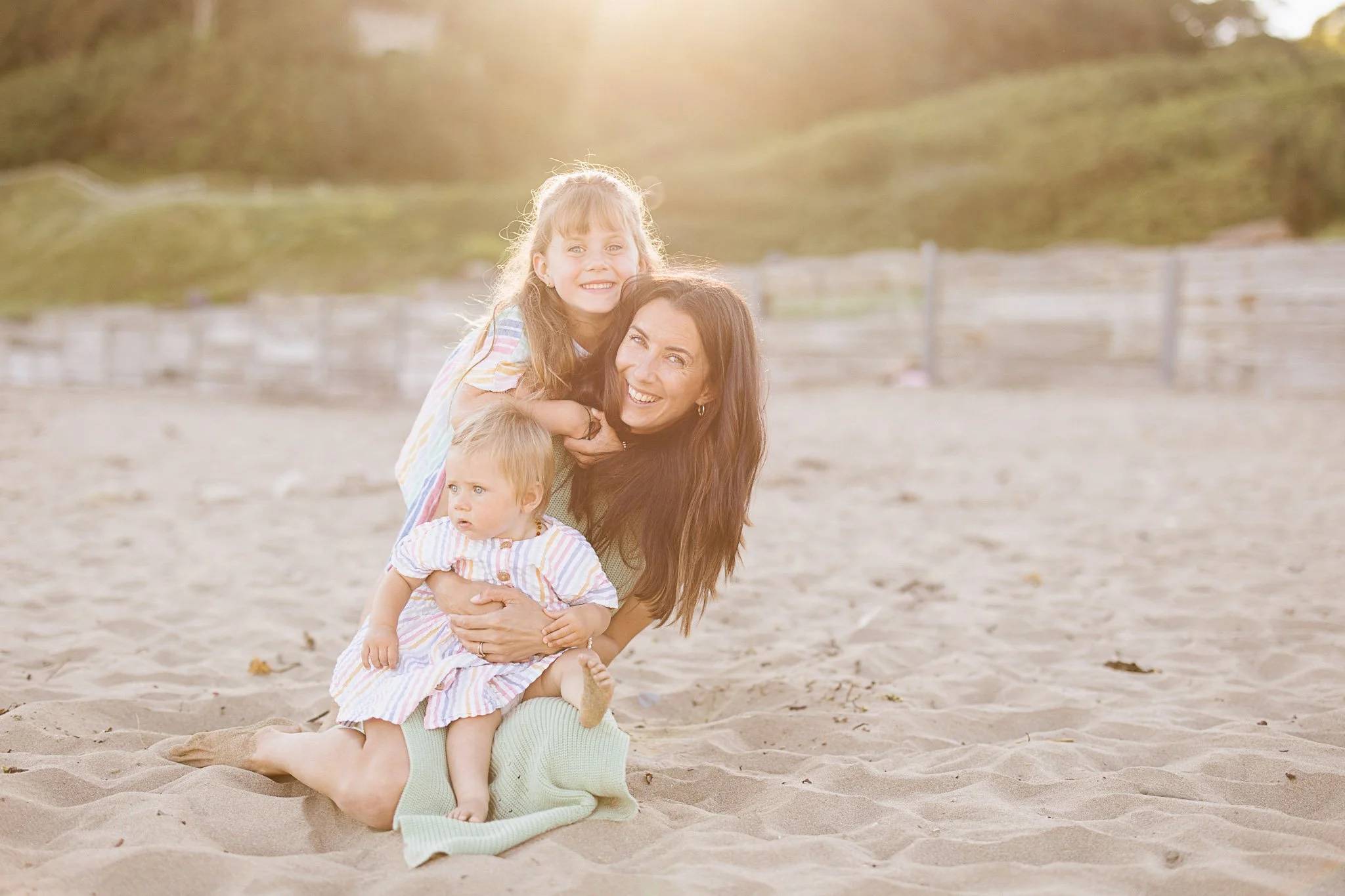 golden hour family photoshoot in Cornwall on beach
