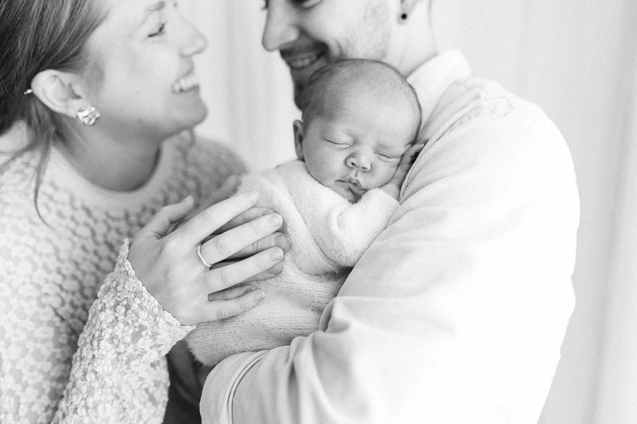 Relaxed moment with 8 day old baby during newborn photoshoot in Cornwall