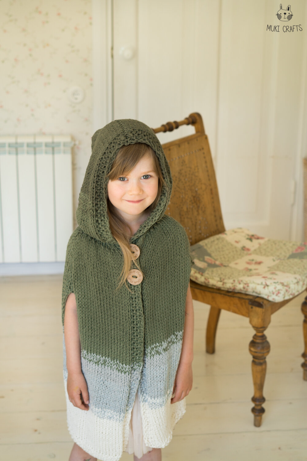 Hooded cape knitting pattern Sigrid — Muki Crafts