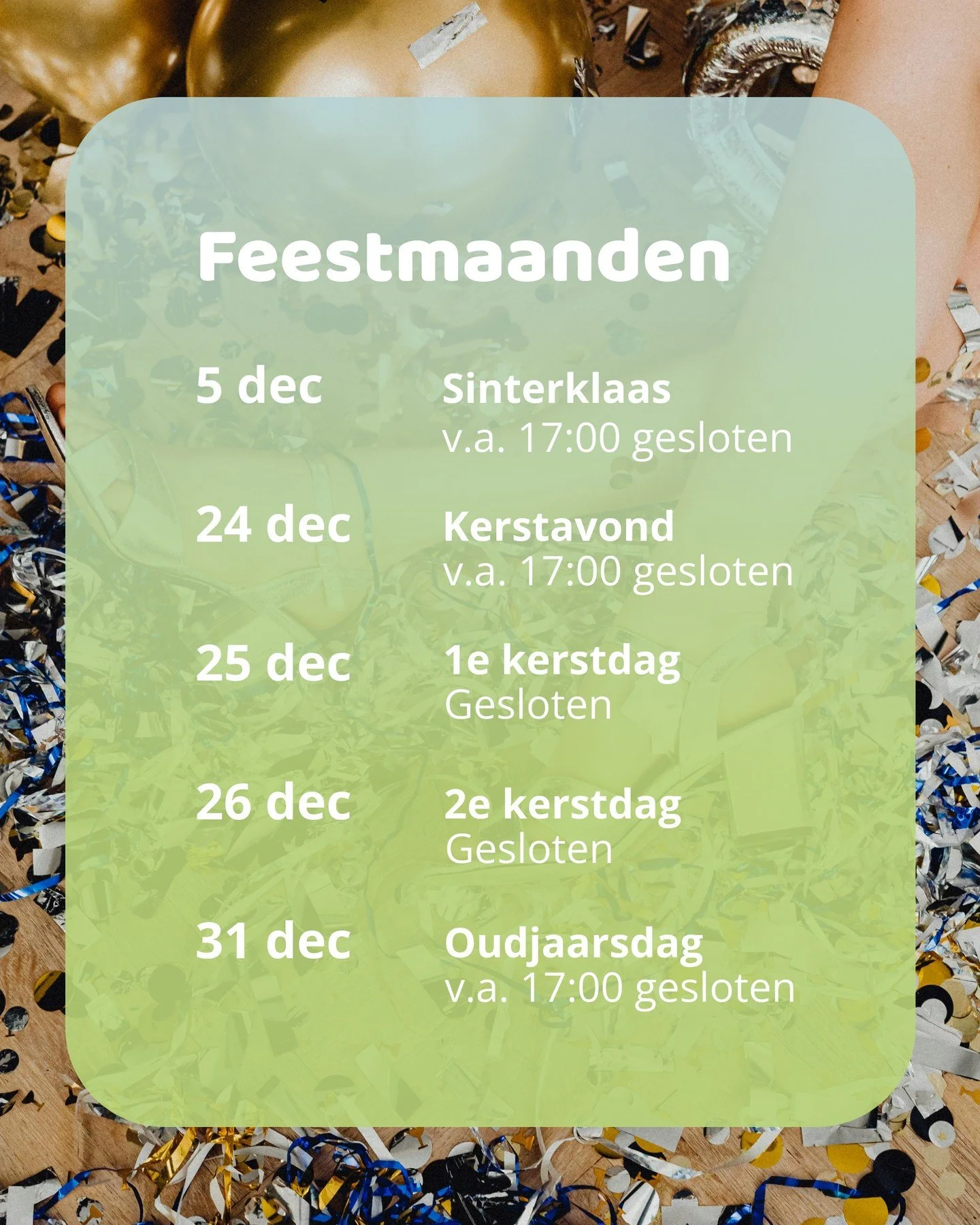 De drukste- mooiste- gemoedelijkste maanden van het jaar staan weer voor de deur. We snappen dat je cadeaus komt kopen en zouden het vervelend vinden als je voor een dichte deur staat! ✨ 

#kerst #oudennieuw #feestmaanden #openingstijden #duurzaam #c