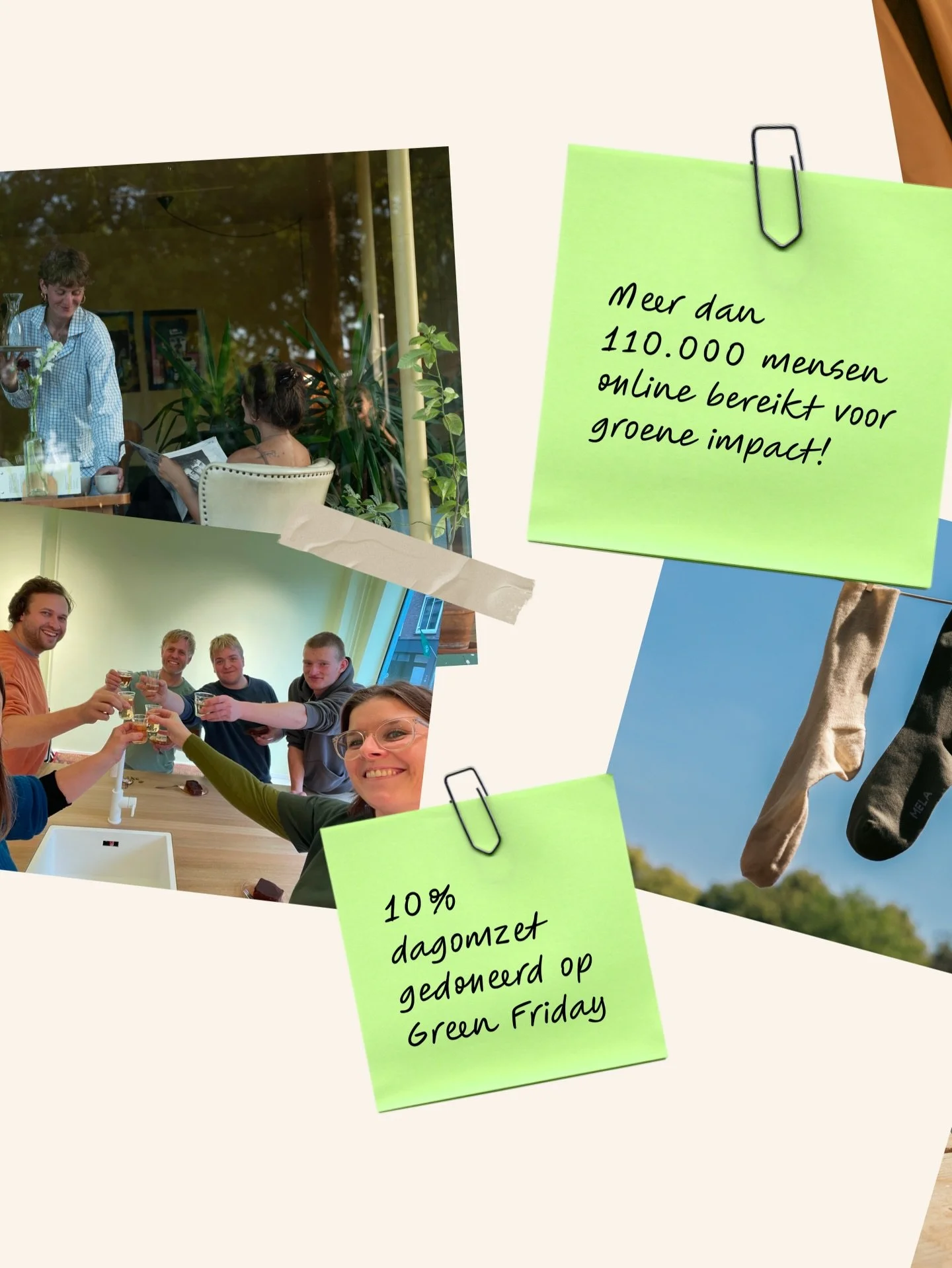 Een impactvol jaar met een paar mooie hoogtepunten:
📈 Meer online impact gemaakt via Insta en Linkedin
💸 Op Groene Vrijdag 10% dagomzet gedoneerd
🫶🏻 110.000+++ mensen digitaal bereikt
🏹 Met heel het team terug naar onze kernwaarden
🛋️ Verbouwin