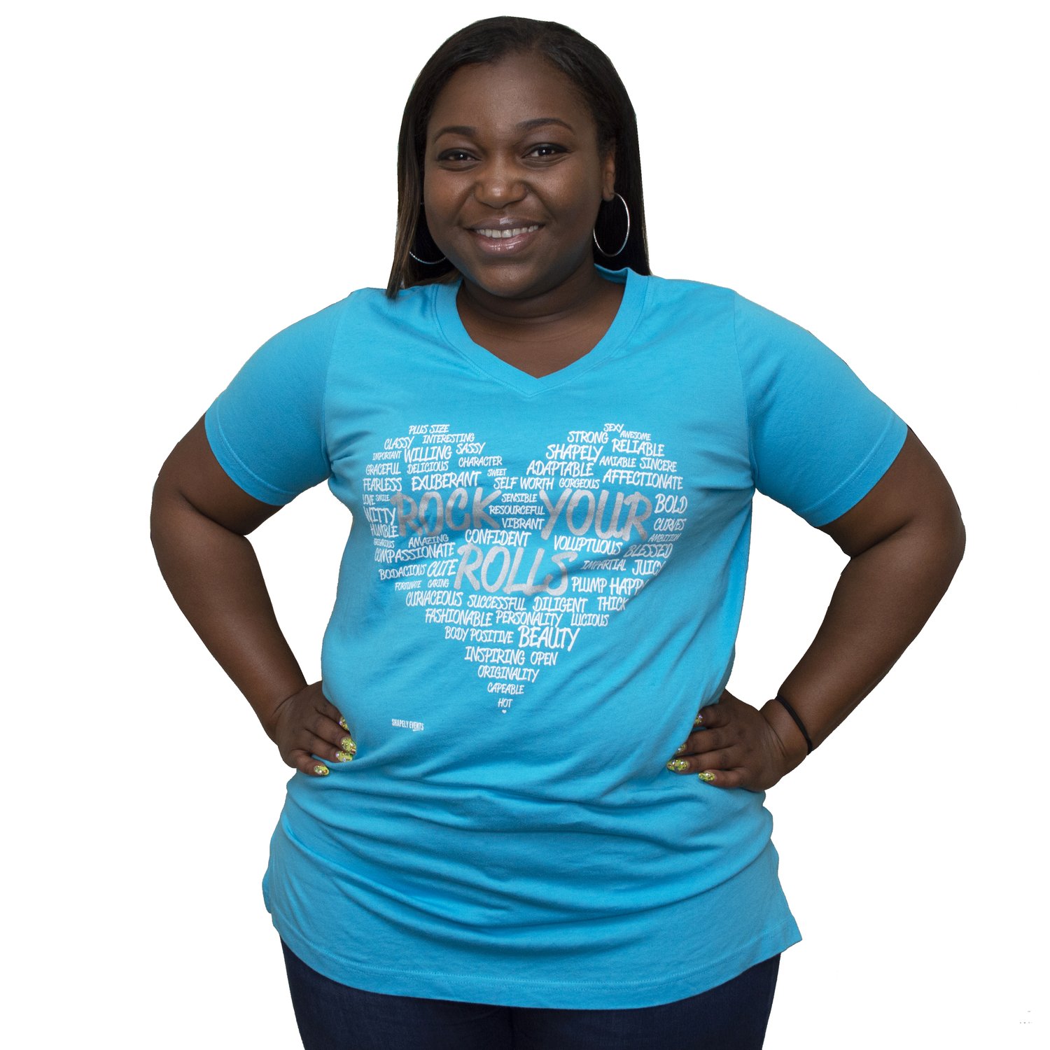 Rock Your Rolls™ Baby Blue Heart Tunic Size 14/16 — Shapely | Lifestyle for the Plus Sized