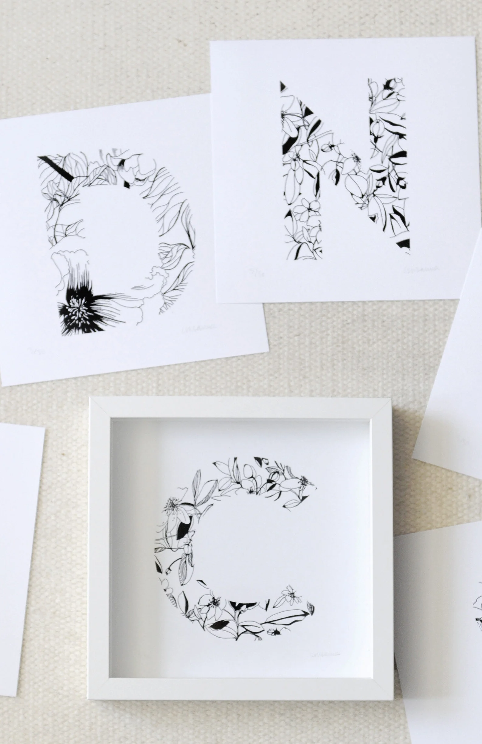 Lámina de letra de flores