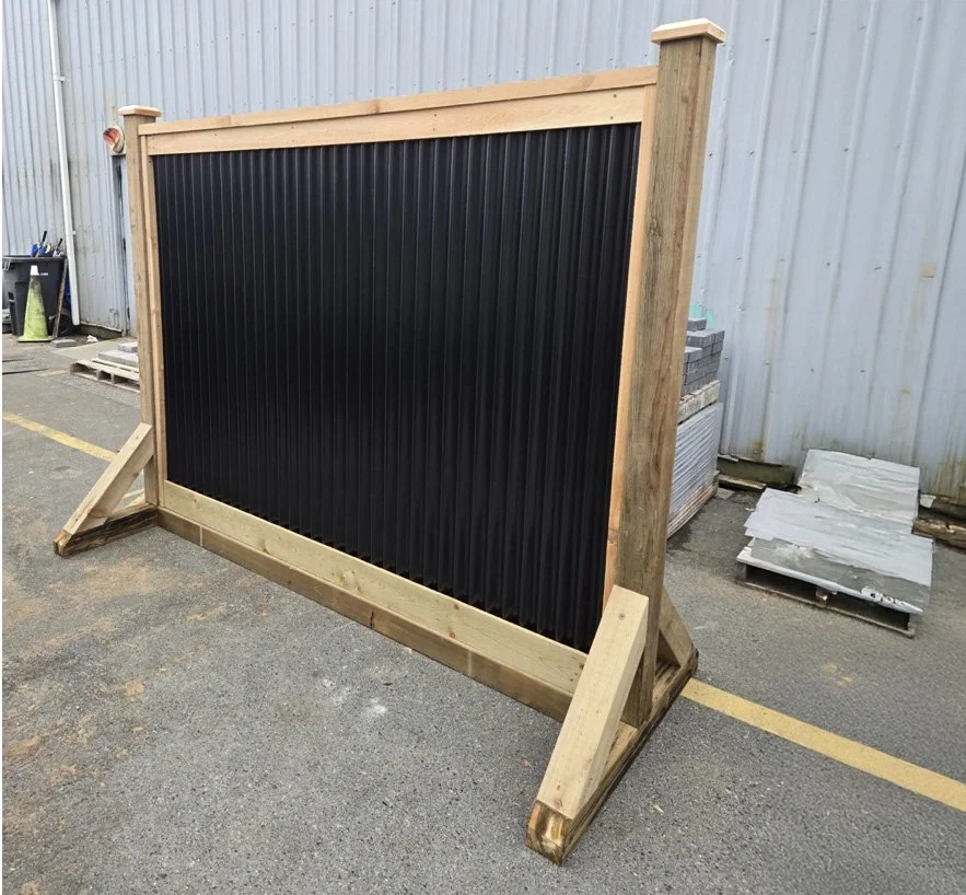 Black Steel Panel 6ft2 heavy duty frame, and steel.$315.00 ea. Installation available - 
call for quote
