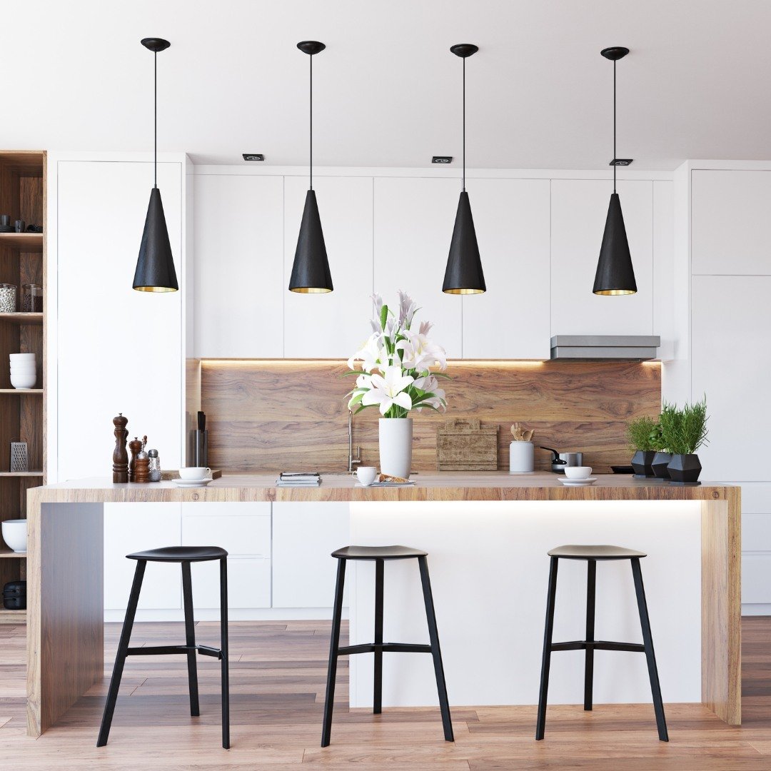 How can you break away from the all-white kitchen trend? Try adding natural wood elements to your space!

#whitekitchen #woodkitchen
