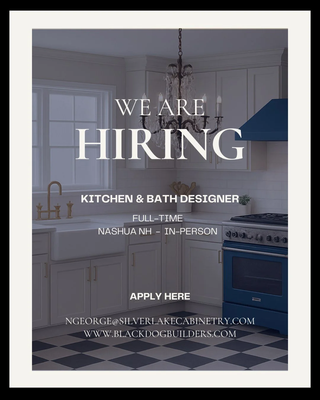 Send your resume to ngeorge@silverlakecabinetry.com or visit http://www.blackdogbuilders.com/careers to apply