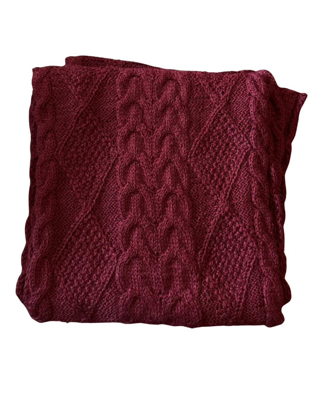 Hand Knitted Shawl - Burgundy