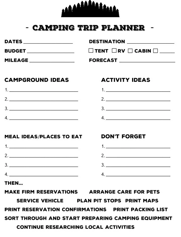 Camping Trip Printable Planner Campfire Travelers Camping And  Camping Trip Printable Planner Campfire Travelers Camping And