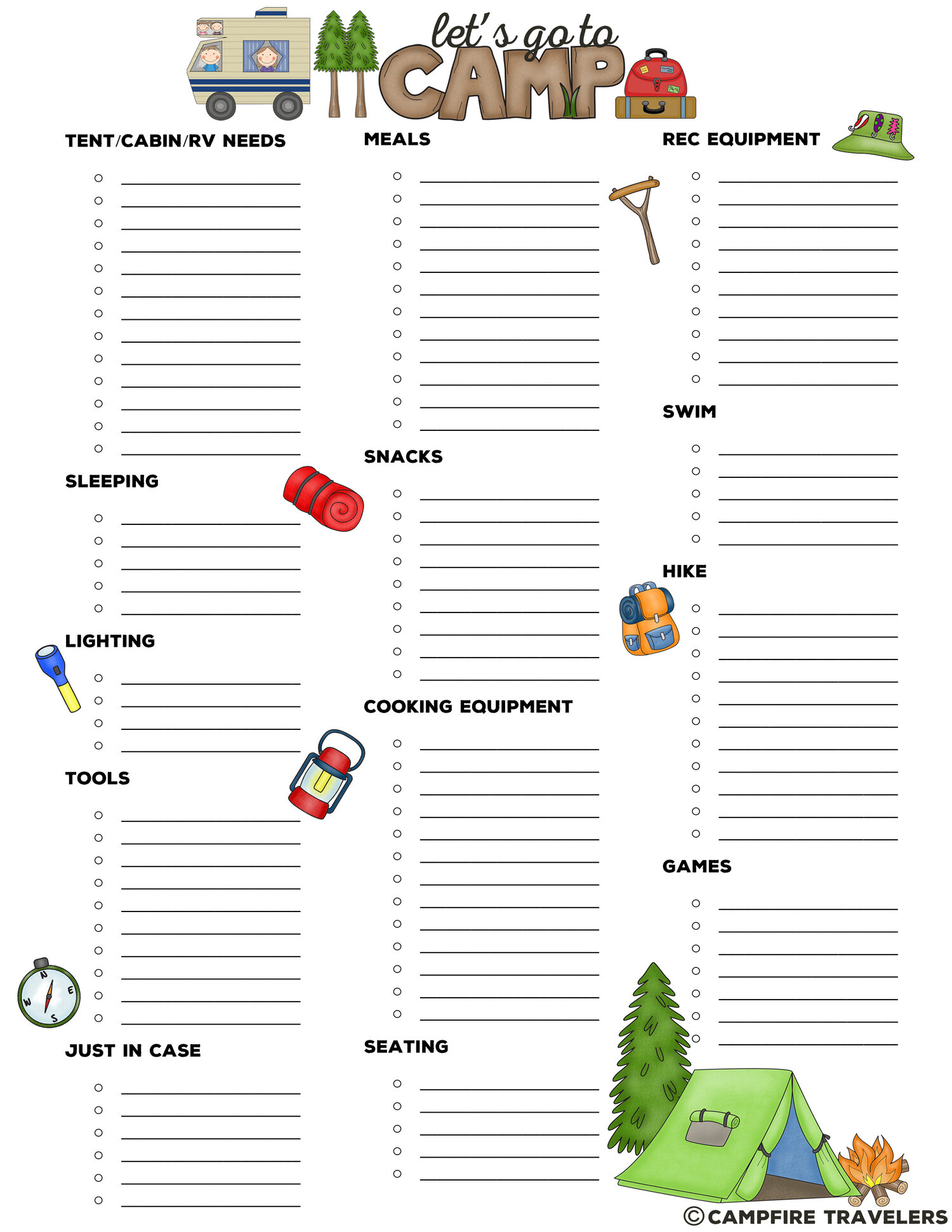 Create Your Own Personalized Camping Gear Packing Checklist Printable