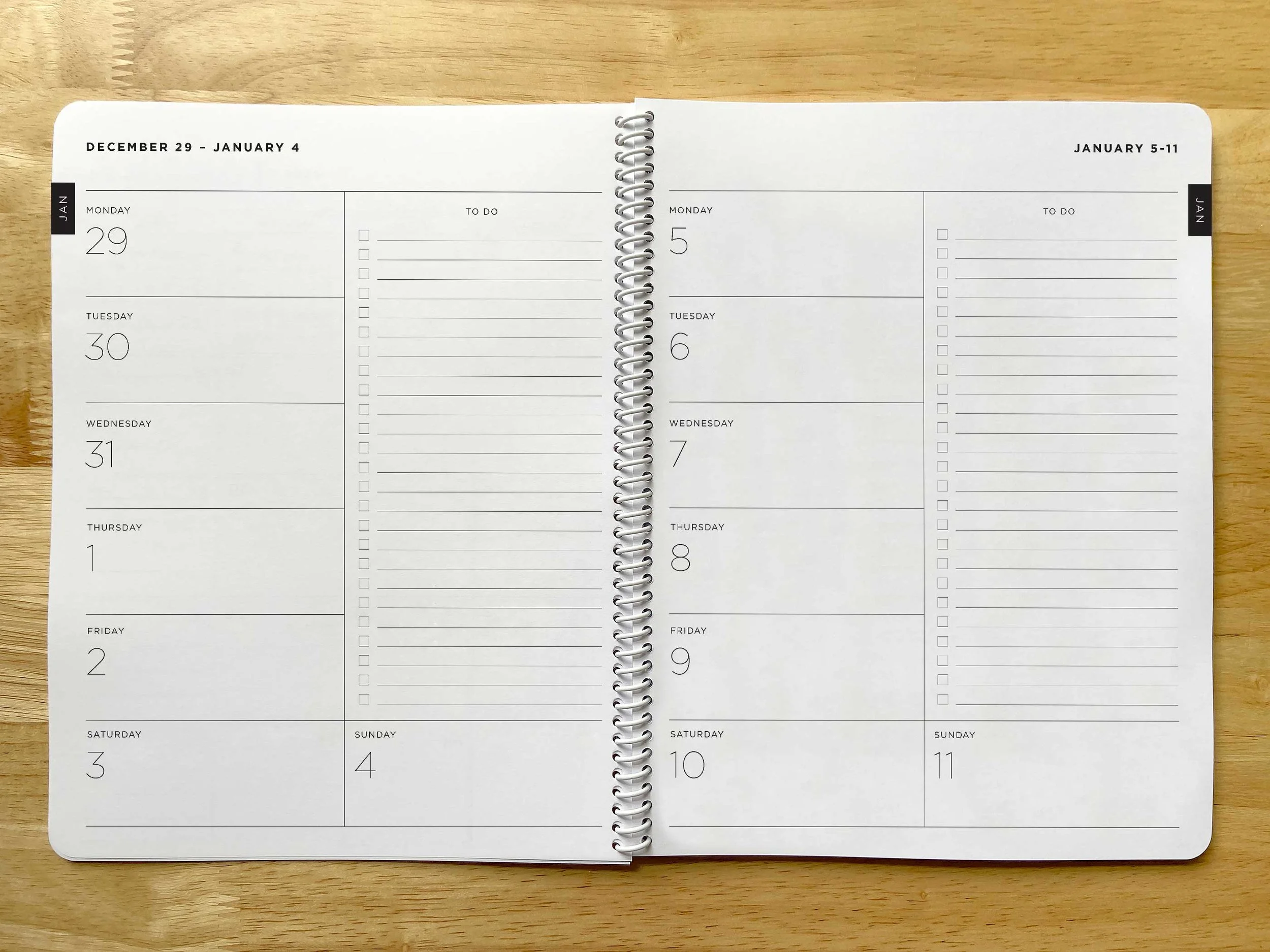 Weekly pages | One week per page with to-do list