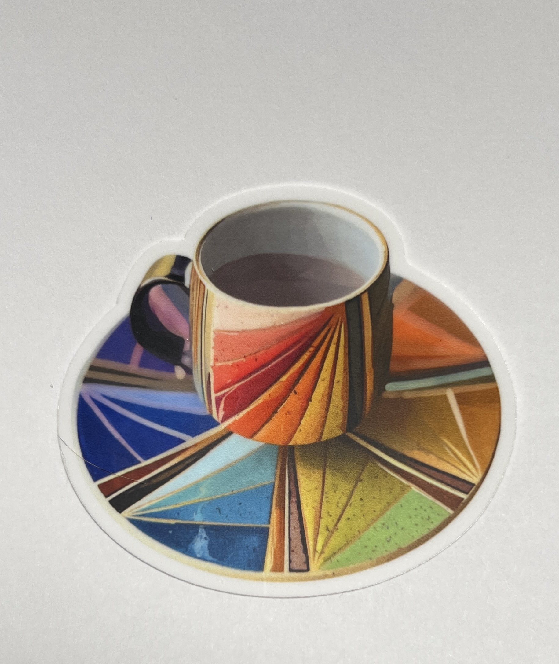 Prism cup and dish die cut sticker