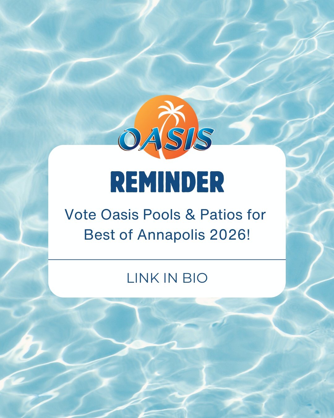 Don't forget to vote Oasis for Best of Annapolis 2026 by February 28! See the voting guide pinned to our page for step-by-step instructions.

Vote for &ldquo;Oasis Pools &amp; Patios&rdquo; in the following categories:
- Hardscape Design / Build
- Po