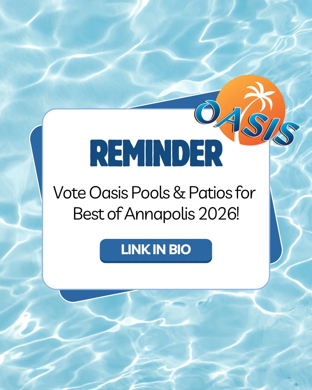 Don't forget to vote Oasis for Best of Annapolis 2026 by February 28! See the voting guide pinned to our page for step-by-step instructions.

Vote for &ldquo;Oasis Pools &amp; Patios&rdquo; in the following categories:
- Hardscape Design / Build
- Po