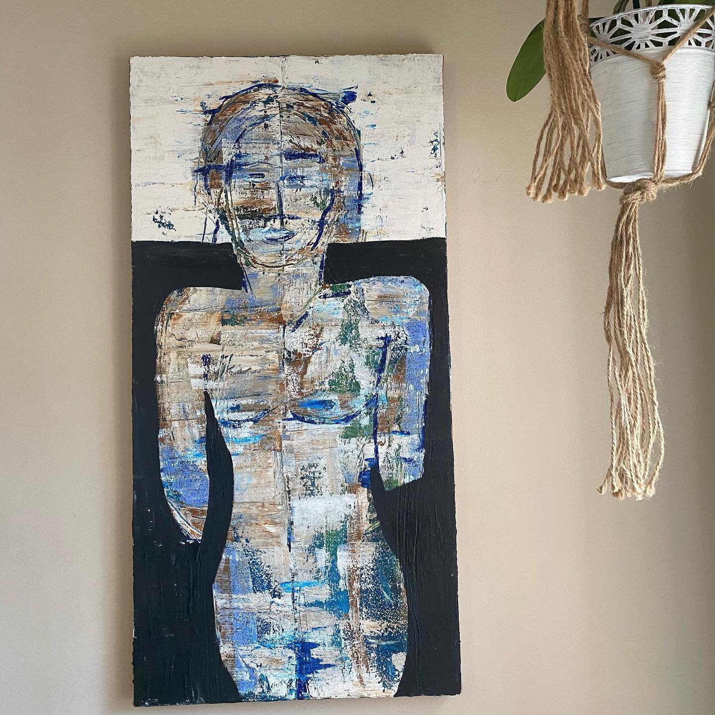 &ldquo;Half full&rdquo; (sold)
1.5 x 3 ft 
Acrylic on canvas
June 2020 &bull;
&bull;
&bull;
#artforsale #paintingoftheday #abstractpainting #designideas
