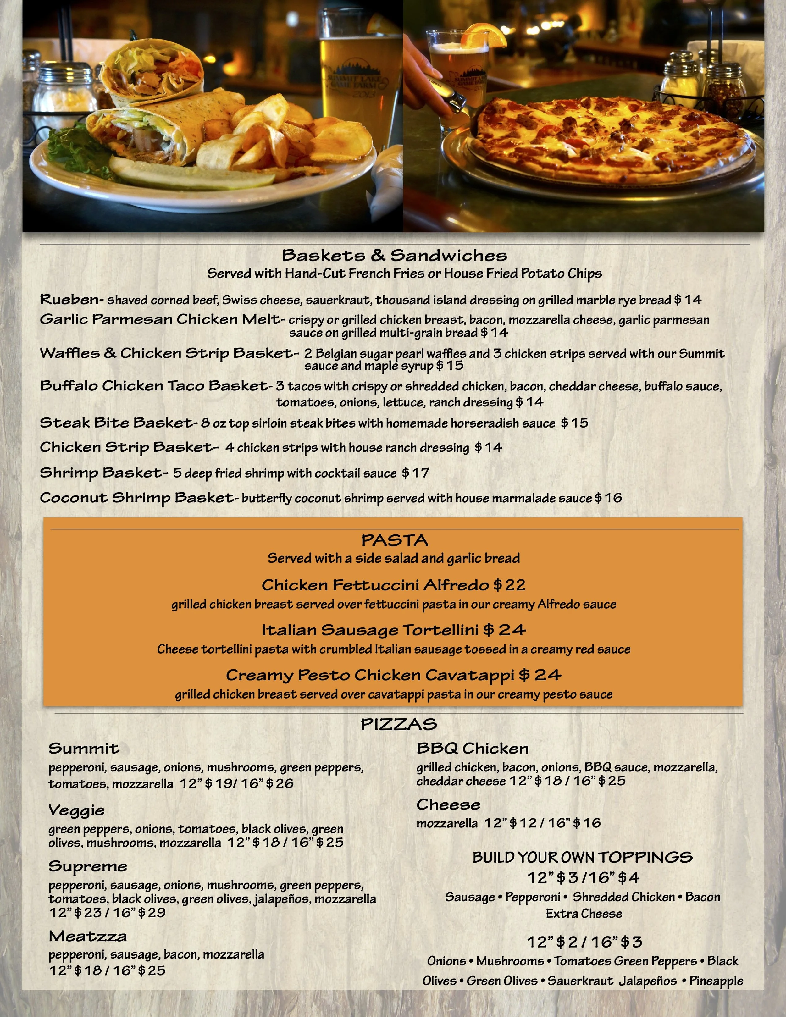 Menu — Summit Lake