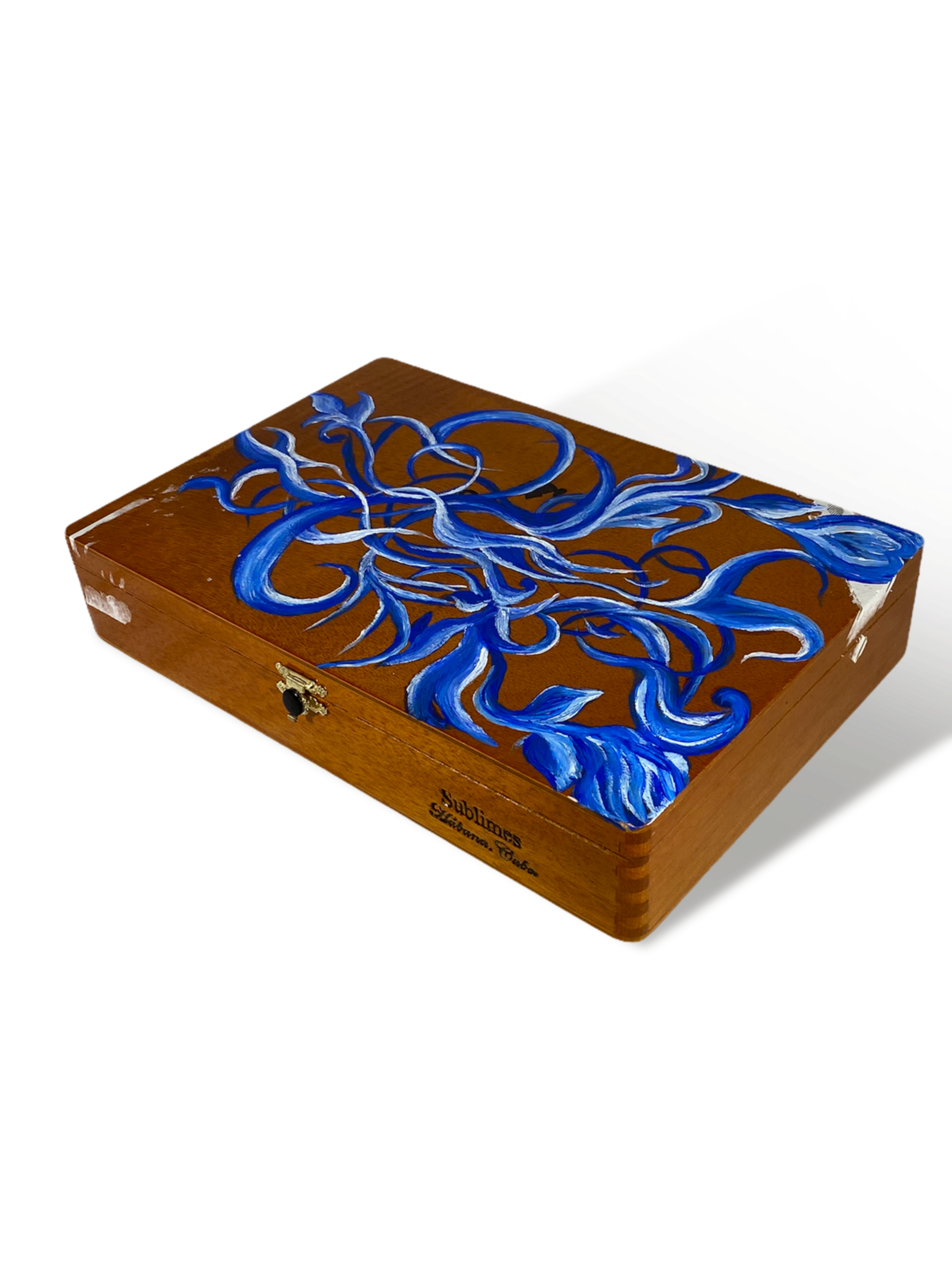 Blue Swirl Cigar Box