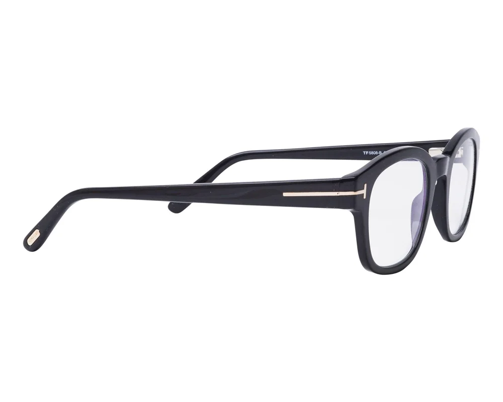 Tom Ford FT 5808-B Shiny Black Plastic Frame and Temple with Blue 