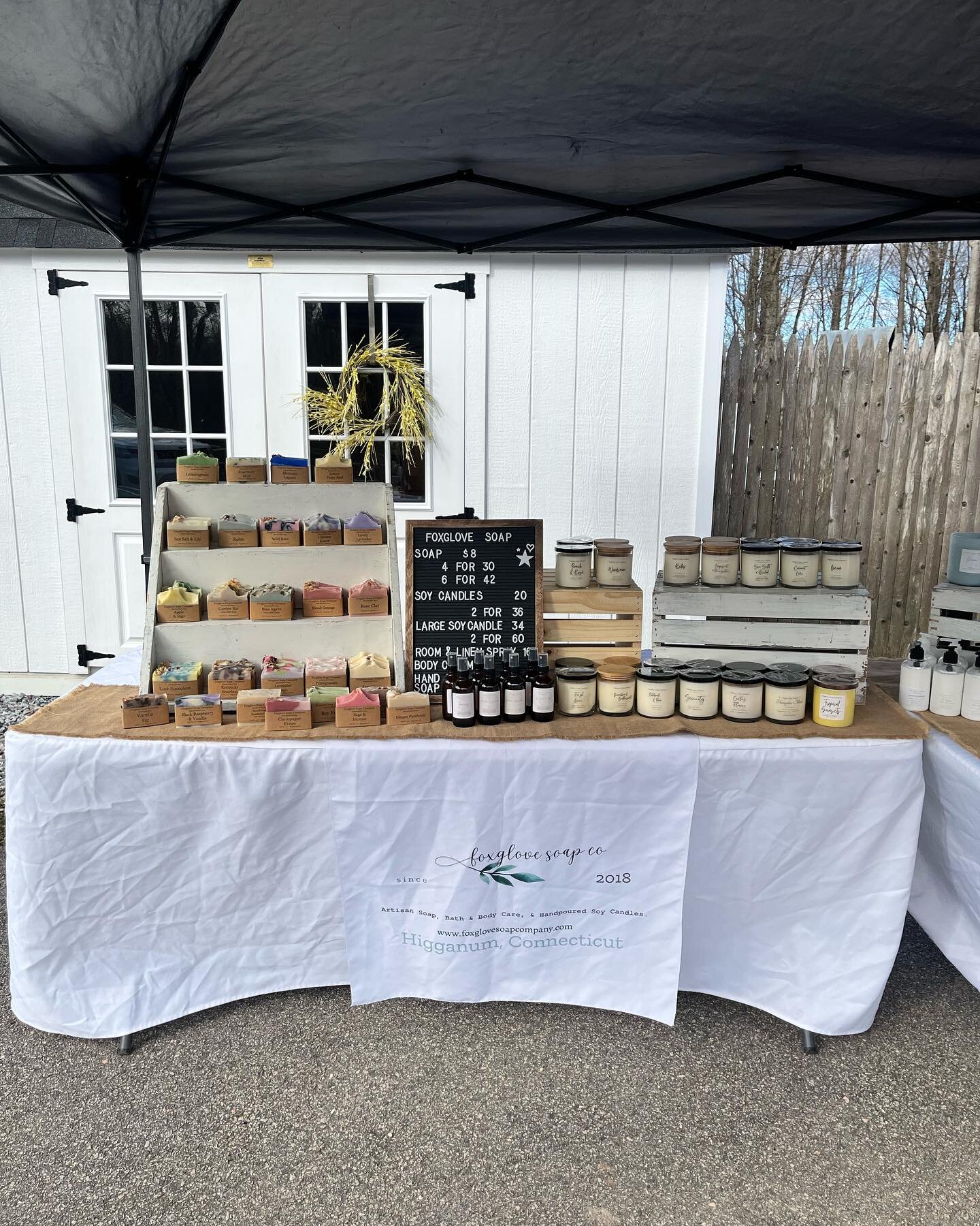 Happy Sunday friends! 😊

We are set up today from 10-4! 

Baked items include sourdough bread, bagels, and cinnamon rolls!

Soap, candles, room and linen spray, hand soap, and lotion! 

Please enjoy a FREE bag of soap ends with every purchase today 