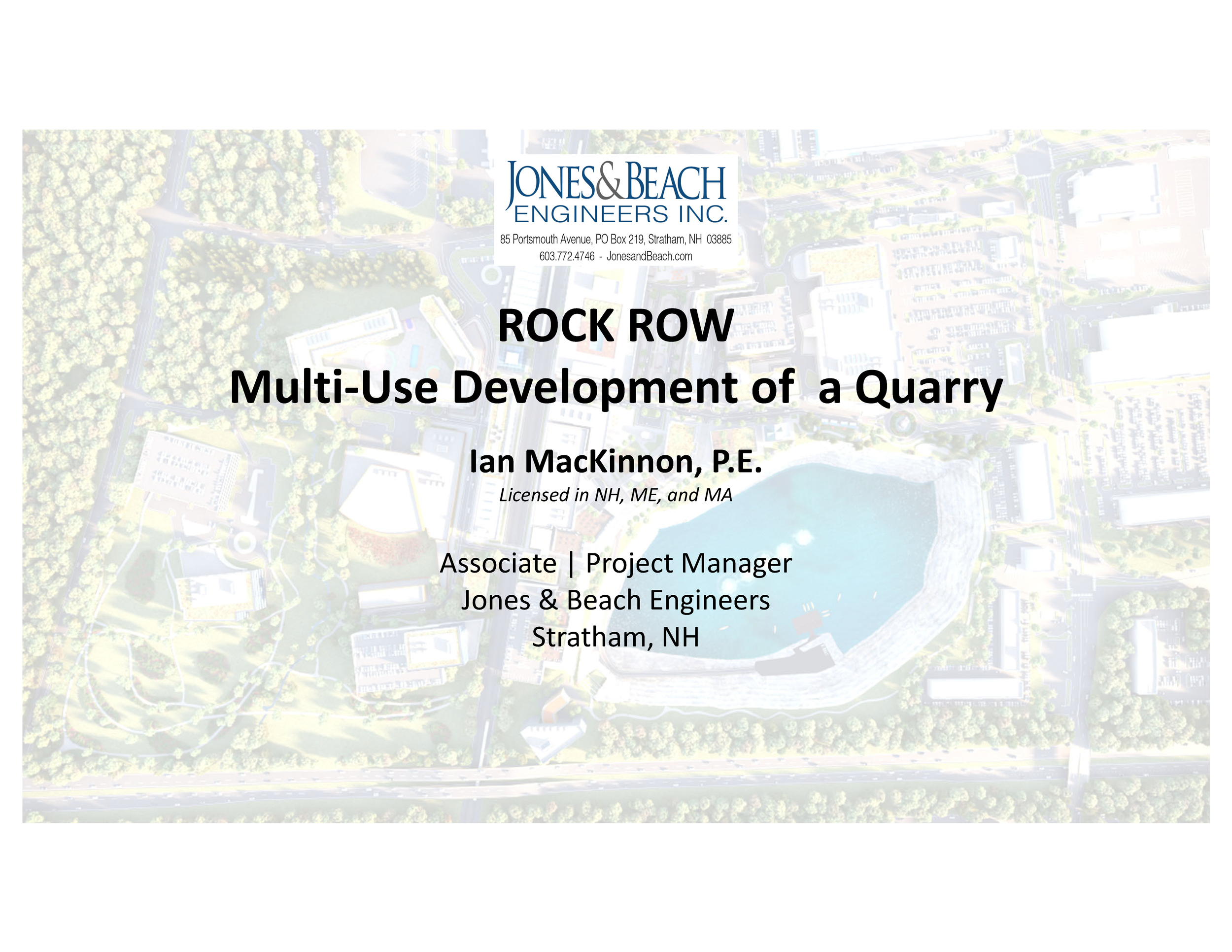 Rock Row Multi-Use Development of a Quarry