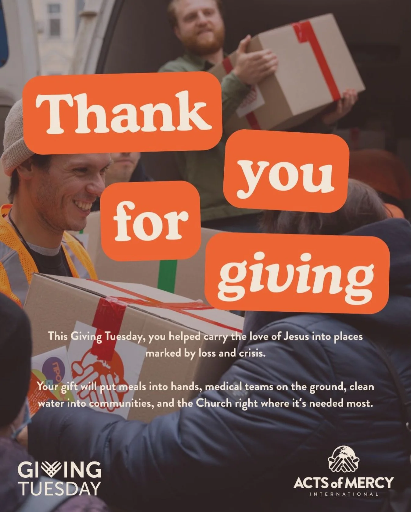 WE MET THE MATCH ‼️

Thank you so much to all who gave and supported Acts of Mercy International this Giving Tuesday! Because of you, we reached the full $25,000 from a generous donor. From the deepest part of our hearts &mdash; thank you. 🫶

#actso