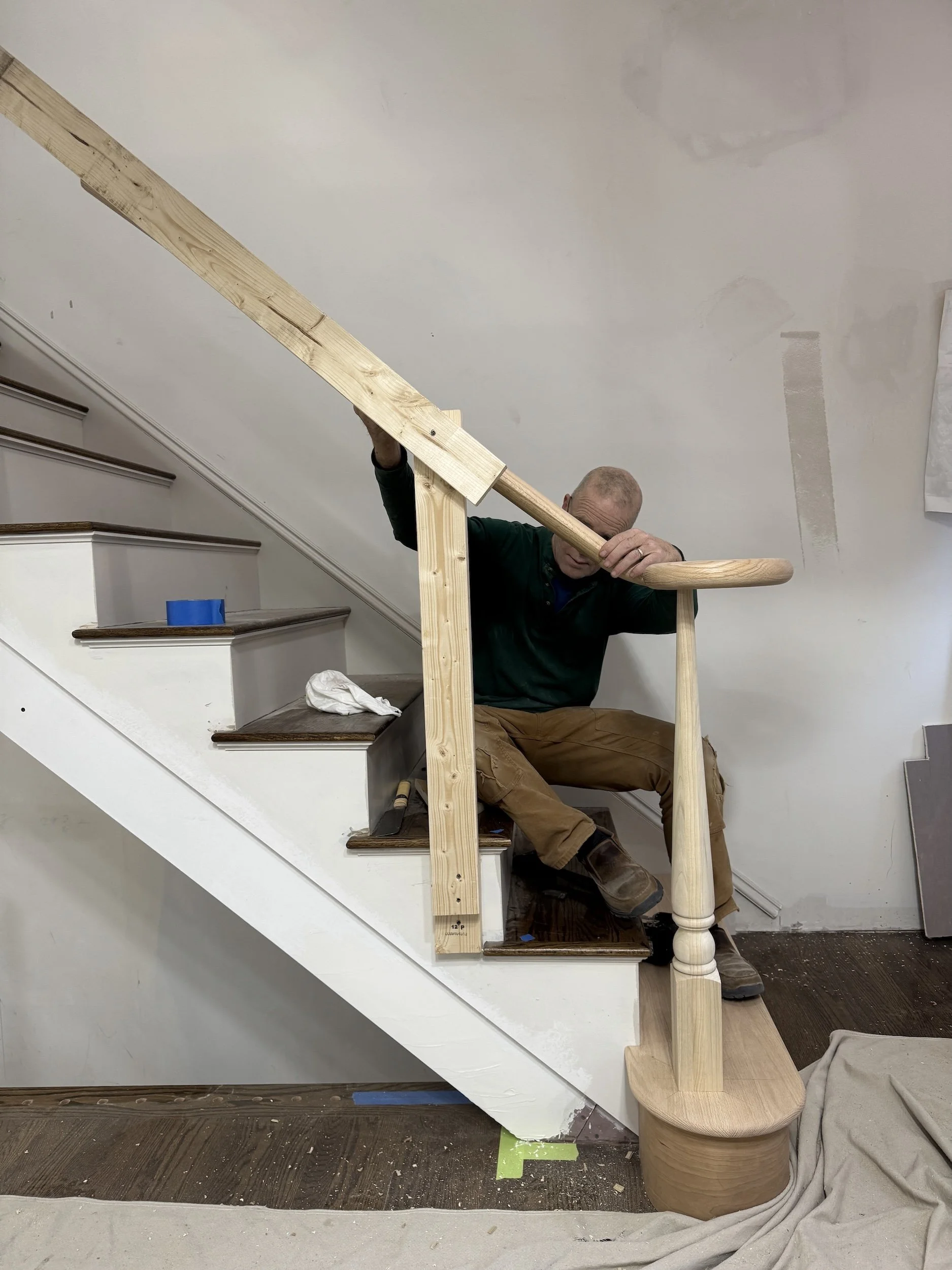 staircase in progress South End Helios Design Group.JPG