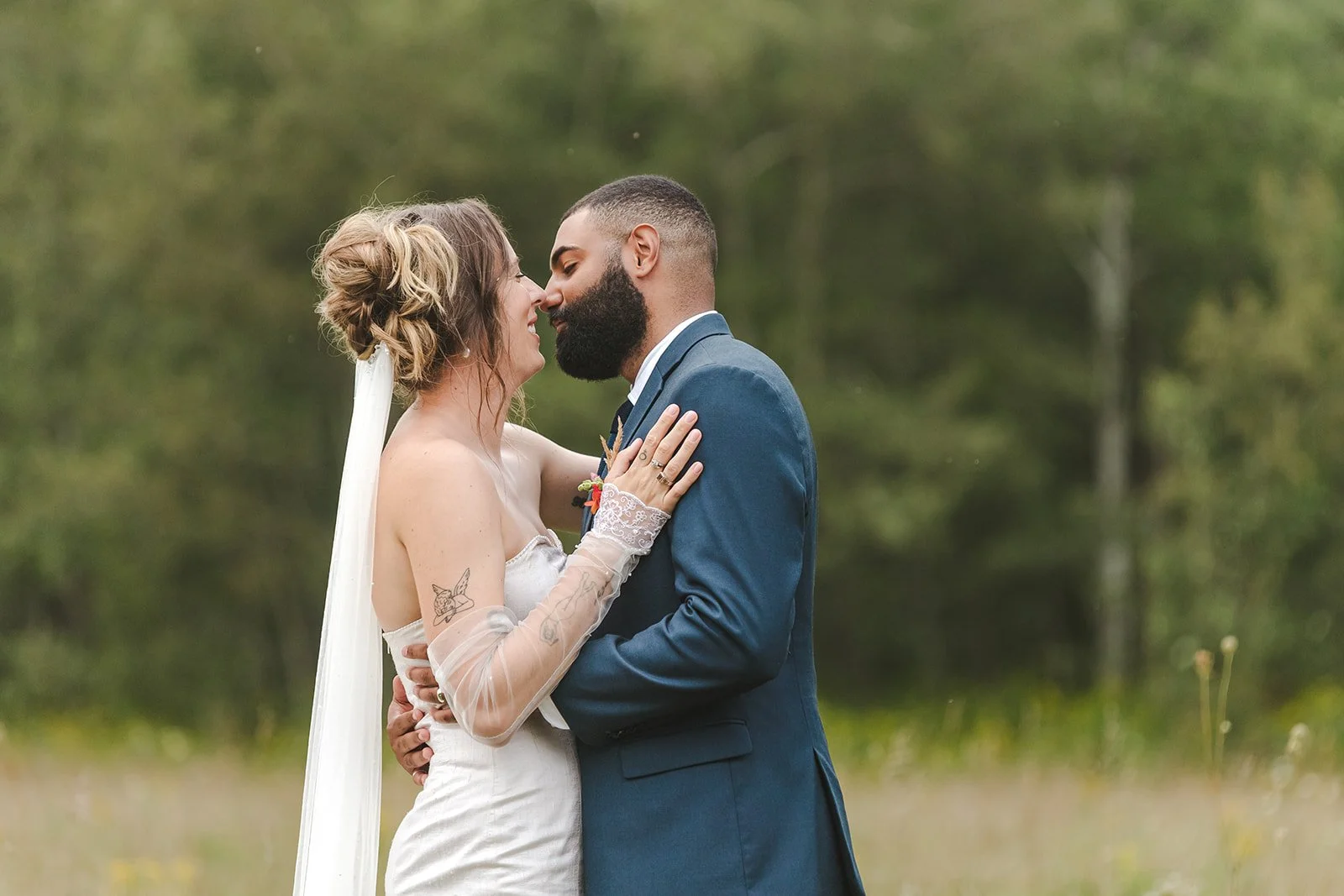 Bride and Groom Right Before They Share a Kiss  Fedora Media  Backyard Wedding.jpg