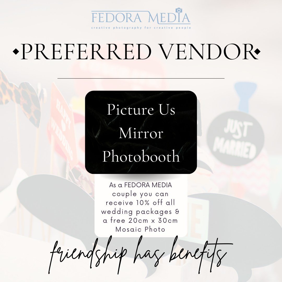 If you're looking to add some fun to your reception, @pictureus_kw has you covered! Their photo booths come with fun props, are entirely customizable, and you get copies of all the images!  Picture Us offers all Fedora Media clients 10% off their pac