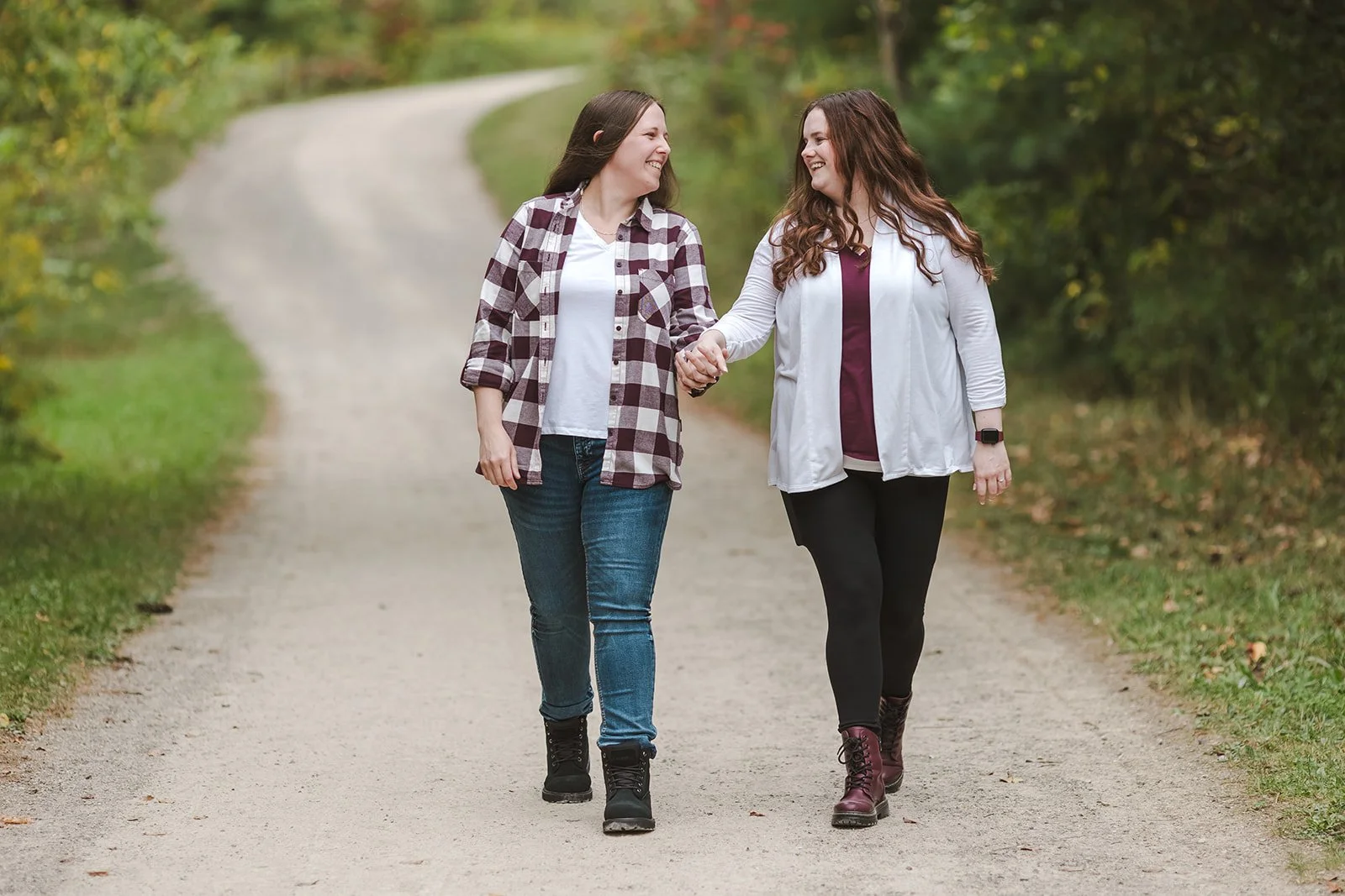 same sex engaged couple hike on engagement photoshoot photo by Fedora Media.jpg
