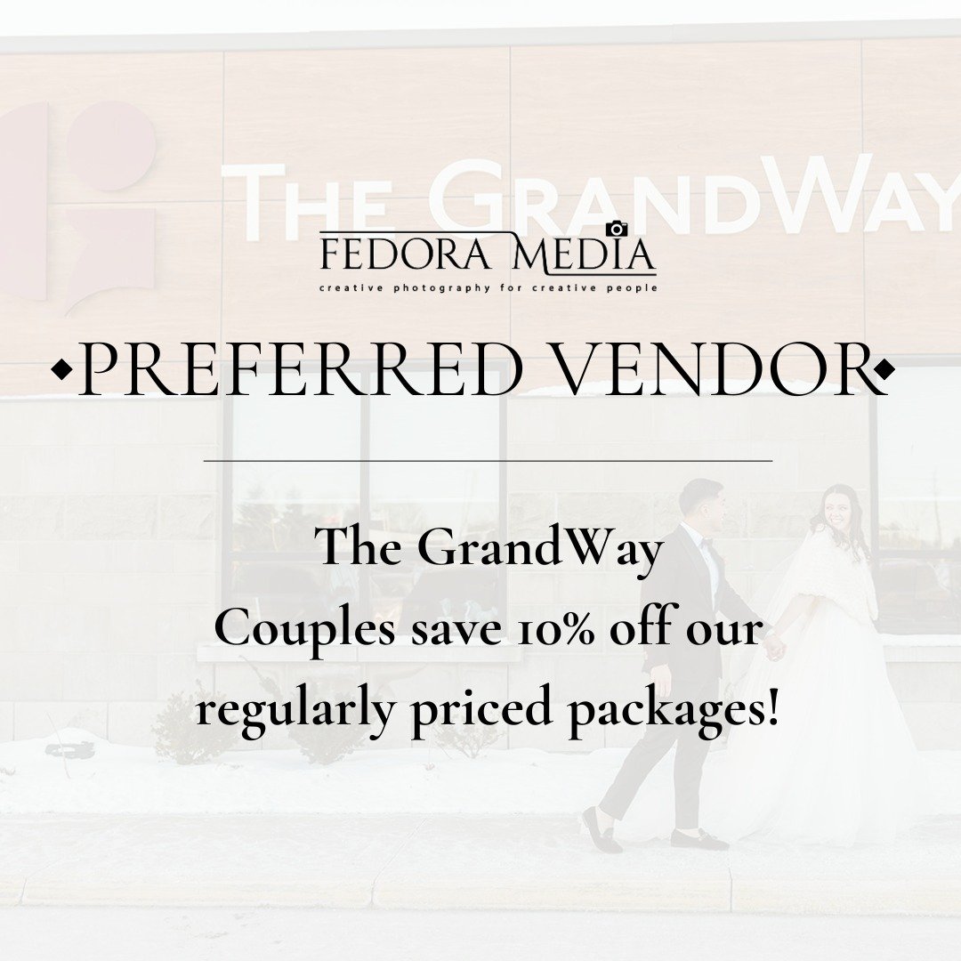 We&rsquo;re offering 10% off any regularly priced Fedora Media package to all GrandWay couples!

Whether you're dreaming of dreamy film photography, cinematic drone shots, or a stress-free team that just gets you... we got you.

Planning your wedding