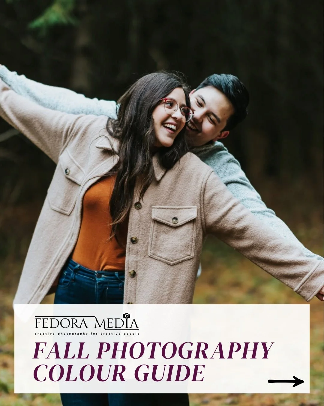 Fall is nature’s perfect backdrop. Here’s your Fedora Media Fall Colour Guide to make every photo pop:
Warm Neutrals — beige, caramel, cream
Earthy Tones — rust, olive, brown
Rich Accents — burgundy, deep plum, forest gr