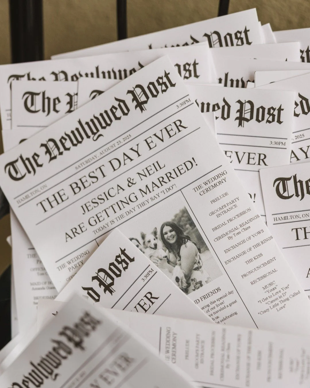 Extra! Extra! Read all about it!
This week&rsquo;s #TuesdayTip is all about adding a fun, personal touch to your big day, like this Newlywed Press!  The bride and groom created a custom wedding day newspaper featuring their love story, bridal party s