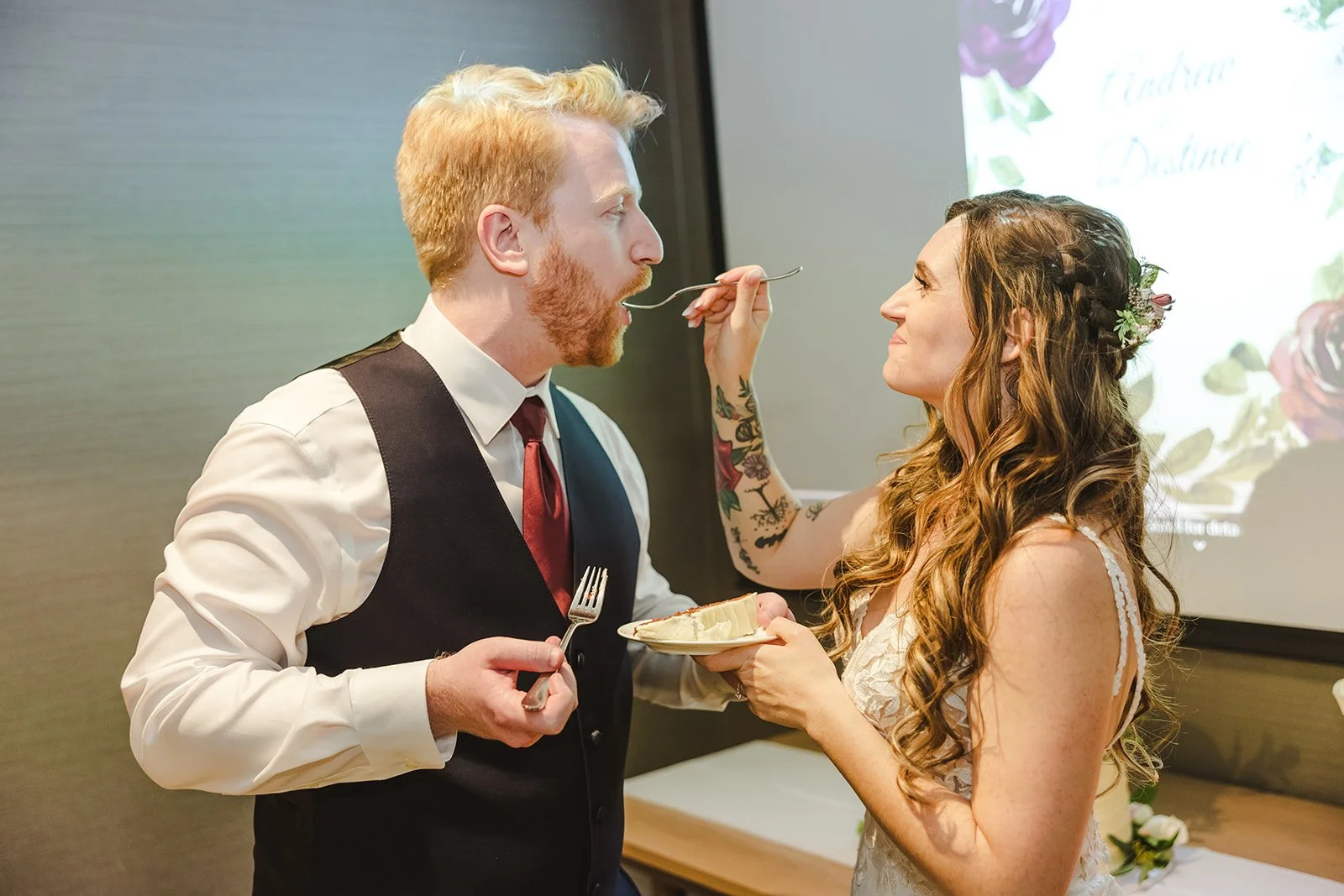 Bride Feeds Groom Wedding Cake Fedora Media Cambridge Ontario Whistle Bear.jpg