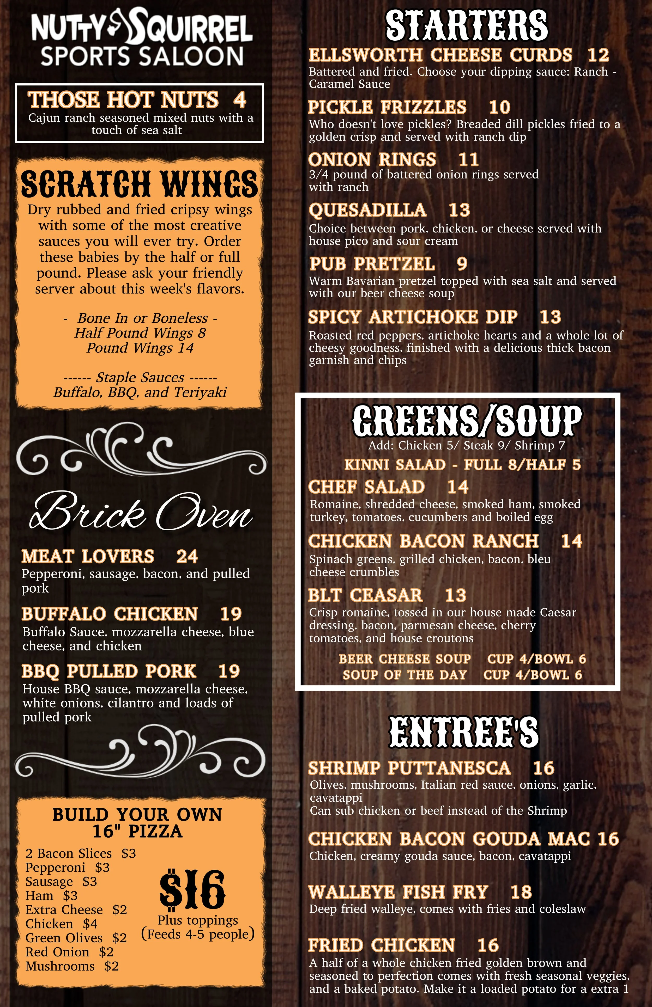 Nutty Squirrel Menu — Our Favorite Bar