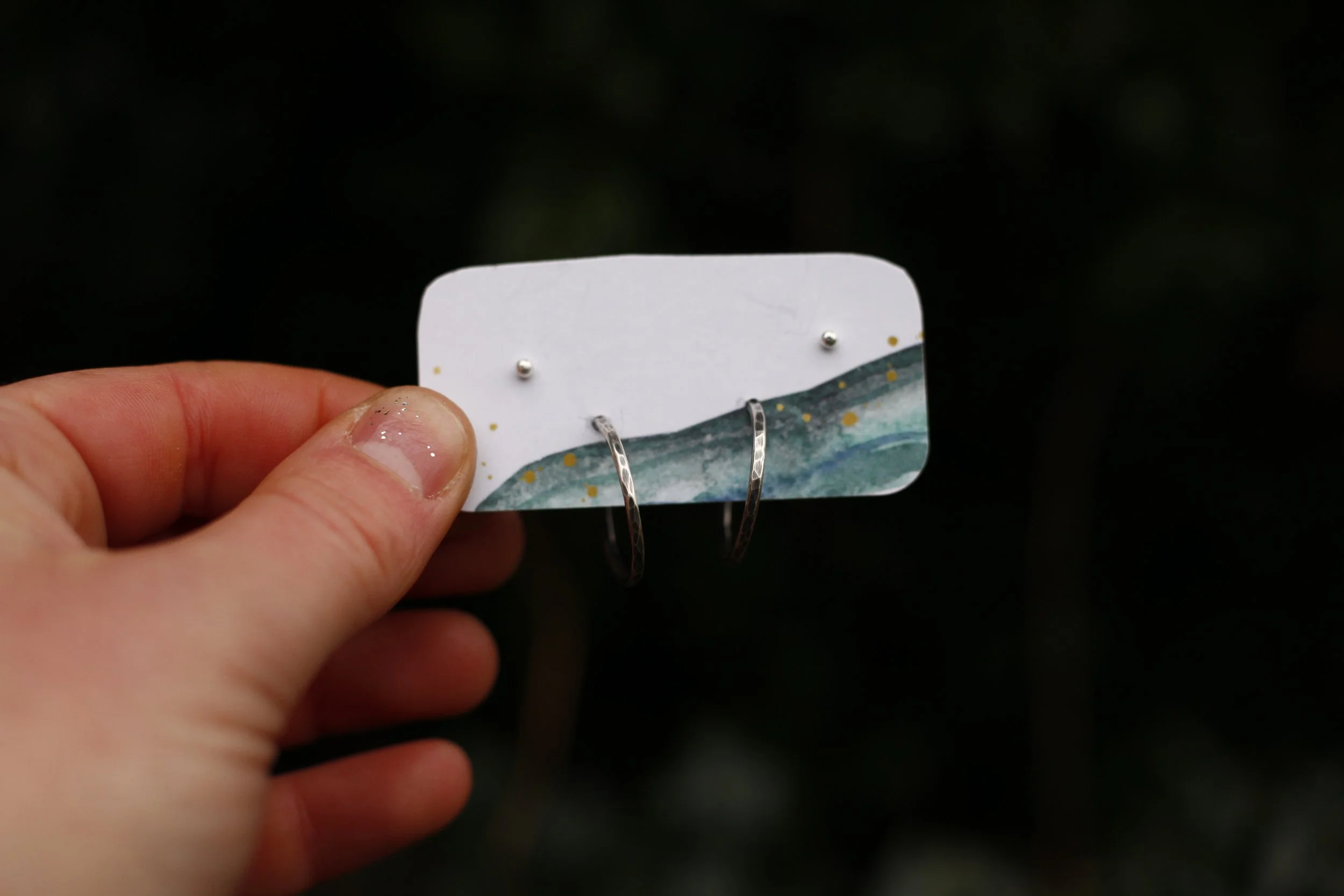 Hoop + Stud Set - Hammered (large)