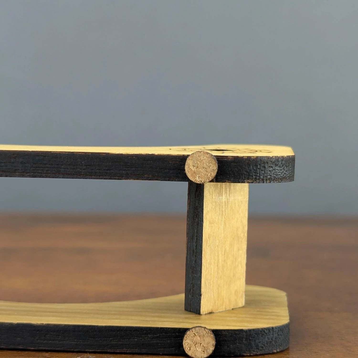 Wooden coaster stand with cork feet for stability