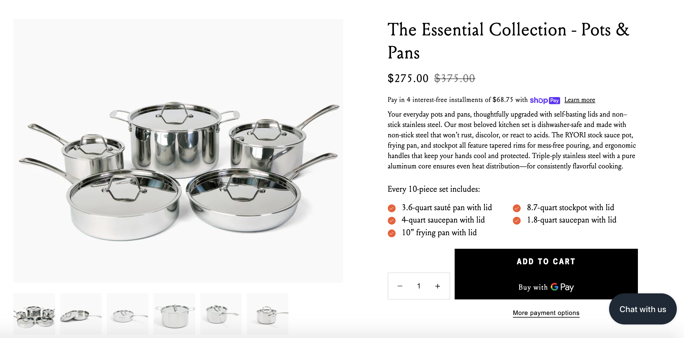Image of RYORI product copy for The Essential Collection - Pots & Pans