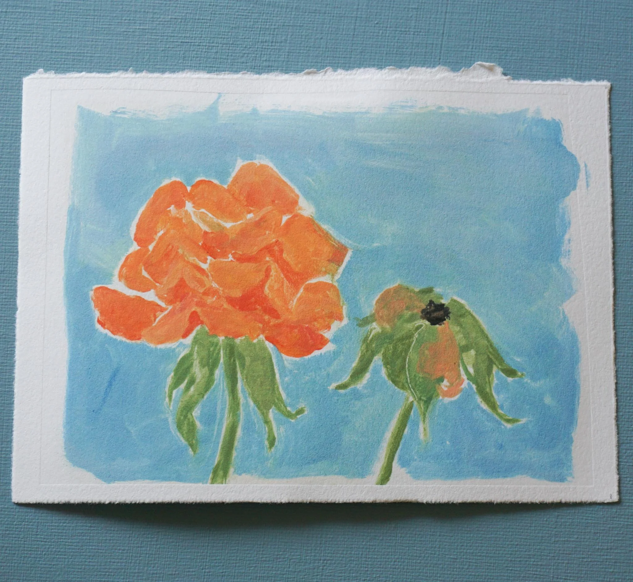 Roses - Monotype painting