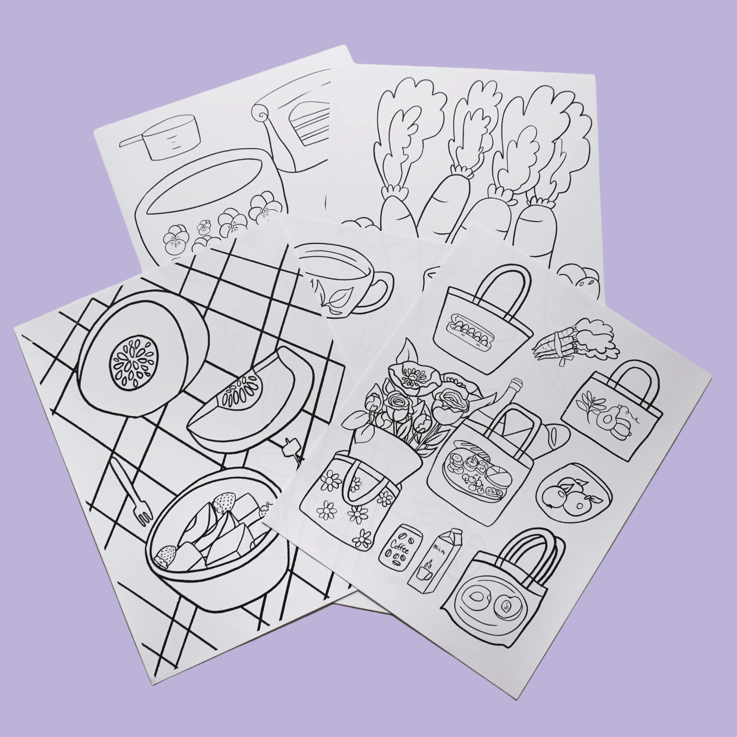 Cozy Market Coloring Pages