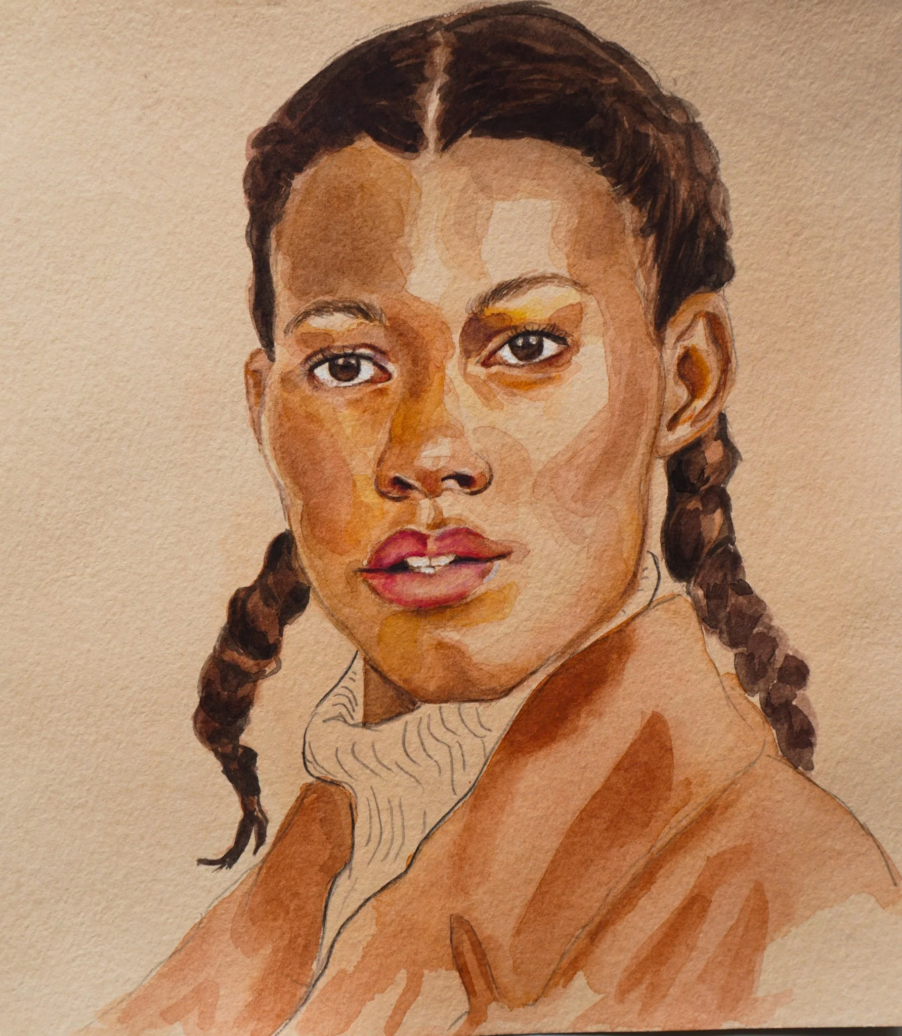  Watercolor painting on plant dyed paper.  