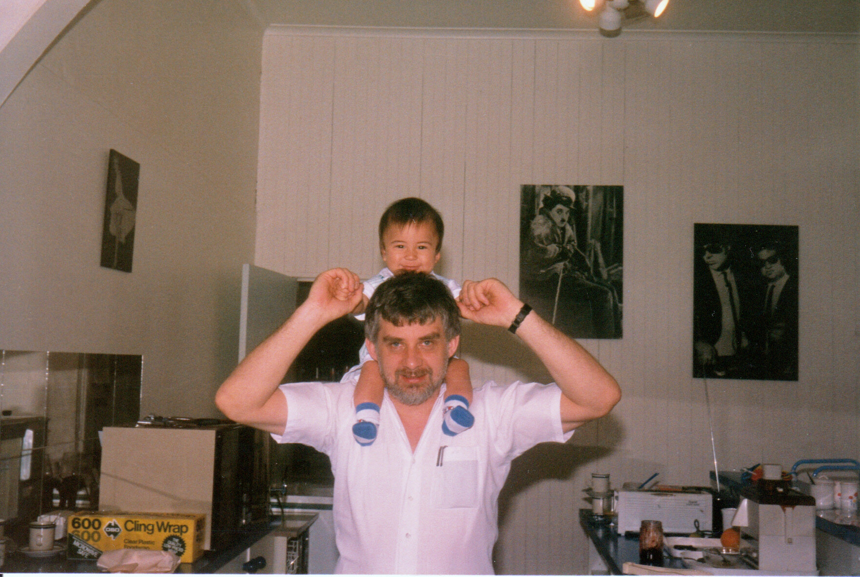 With my son Marcus at the Brighton shop (1988)