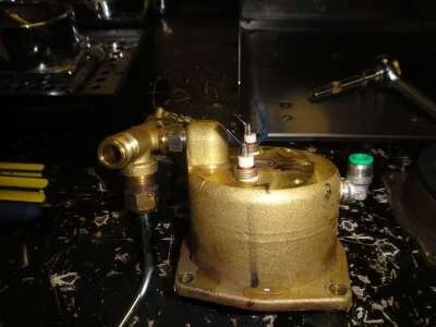 The element goes in with the connectors pointing towards the steam valve.