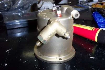 Then it's a matter of screwing on the OPV until it's good and tight in the correct position, an upside down V.   Doesn't have to be exact, but if anything the right hand side should be a fraction lower than the picture.